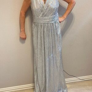 Elegant Silver sequins Evening Gown